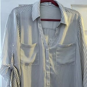 White with Blue stripes Express Blouse